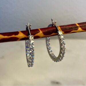 Nordstrom Silver Hoop Earrings with Crystal Accents